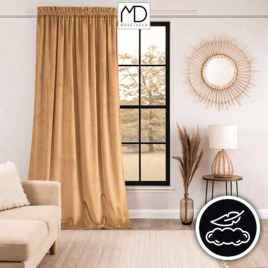 More&Deco Κουρτίνα Συσκότισης με Τρέσα Beige 140x250εκ.