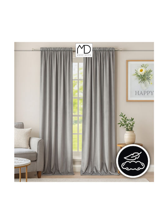 More&Deco Perdea Opacă Cu Coafură Gri 140x250 cm