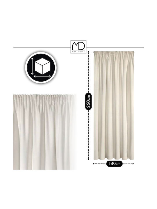 More&Deco Κουρτίνα Συσκότισης με Τρέσα Panel Cream 140x250εκ.