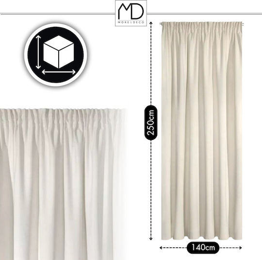More&Deco Κουρτίνα με Τρέσα Panel Cream 140x250εκ.