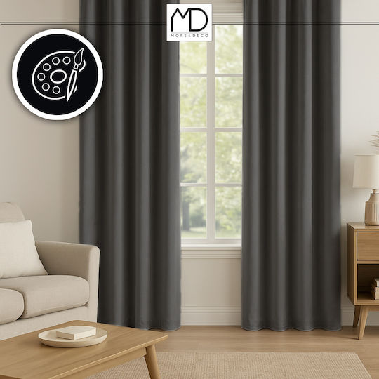 More&Deco Κουρτίνα Συσκότισης με Τρέσα Gray 140x250εκ.