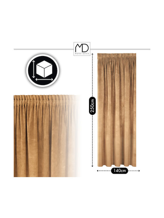 More&Deco Κουρτίνα Συσκότισης με Τρέσα Beige 140x250εκ.