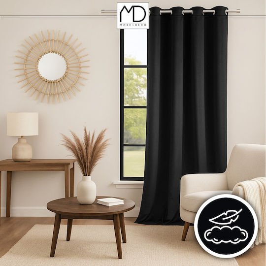 More&Deco Затъмняваща Пердета с Копчета Черна 140x250см
