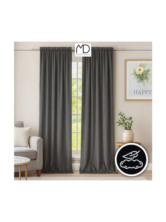 More&Deco Затъмняваща Пердета с Плик с Писалка Сив 140x250см