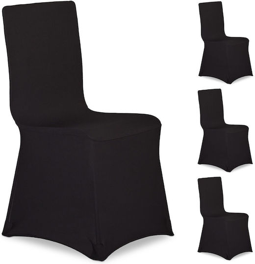 Relaxdays Ελαστικό Κάλυμμα Καρέκλας Black 100x57cm 4τμχ