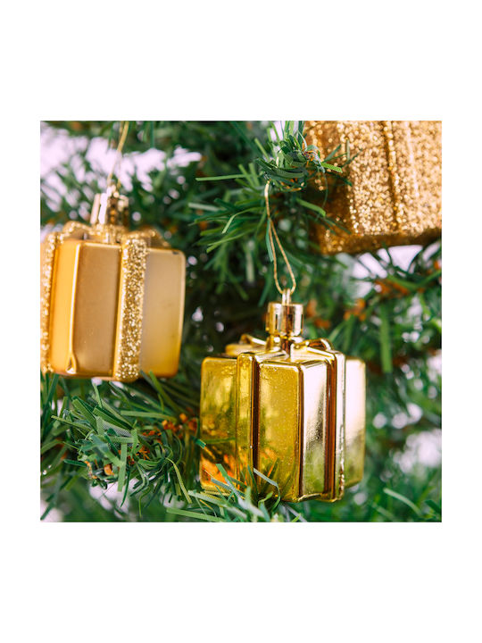 Christmas Decoration Set Golden Gift Boxes 6 Pcs 4.5 Cm
