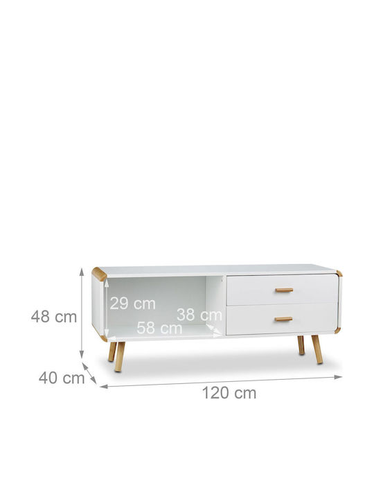 Stand TV White/Stejar Deschis 120x40x48cm
