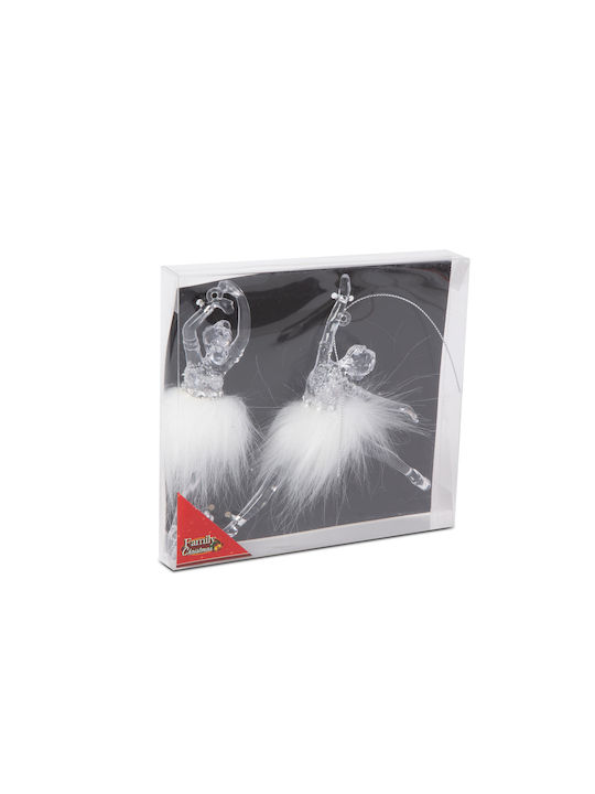 Christmas Decoration Acrylic Ballerina 14 Cm Iridescent Effect Set 2 Pcs