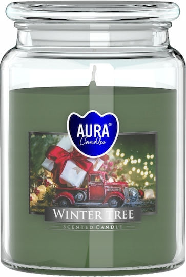 Aura Weihnachtskerze Holz Grün