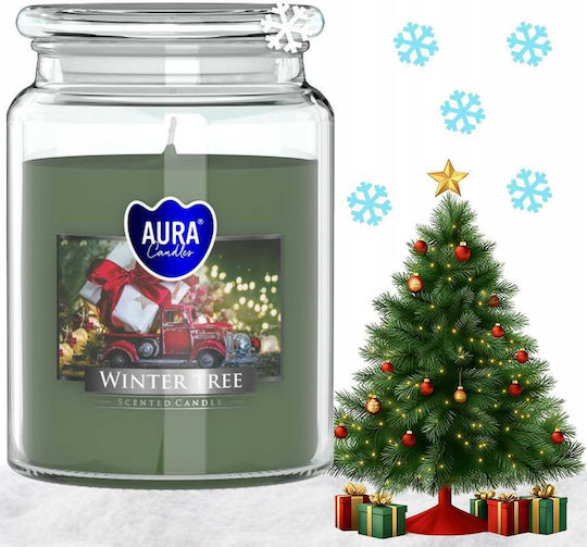 Aura Weihnachtskerze Holz Grün