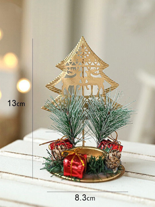 Alista Home Lumânare și Suport Pentru Lumânare De Crăciun Metalic Verde 13x8.3cm
