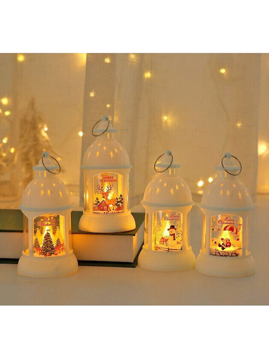 Alista Home Lampion Din Plastic Alb De Crăciun Cu Baterii 13.5x6.8cm