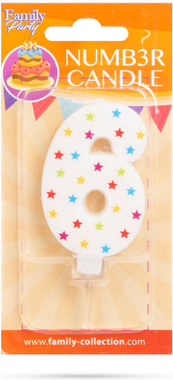 Lumânare Tort Numărul 6 Decor Petrecere Aniversare 7 X 4 Cm