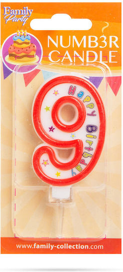 Cake Candle Size 6.5x4 Cm Number 9