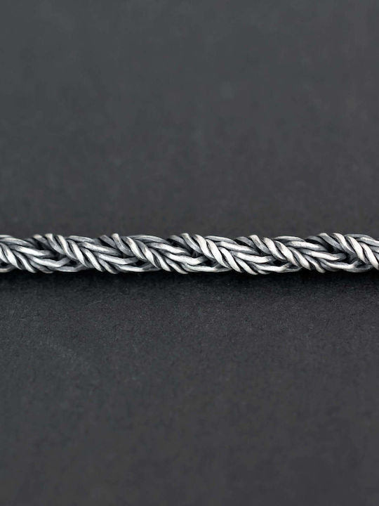 Men's Bracelet Twisted Wires Handmade Silver 925 18cm