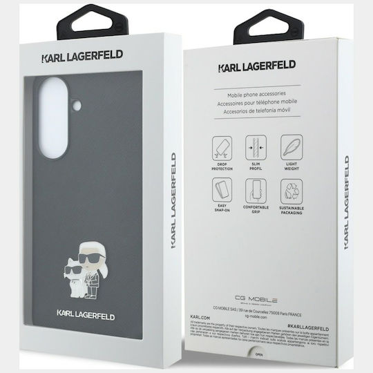 Karl Lagerfeld Saffiano Metallisches Logo Karl+&choupette Samsung Galaxy A57 5G Schwarze Handyhülle