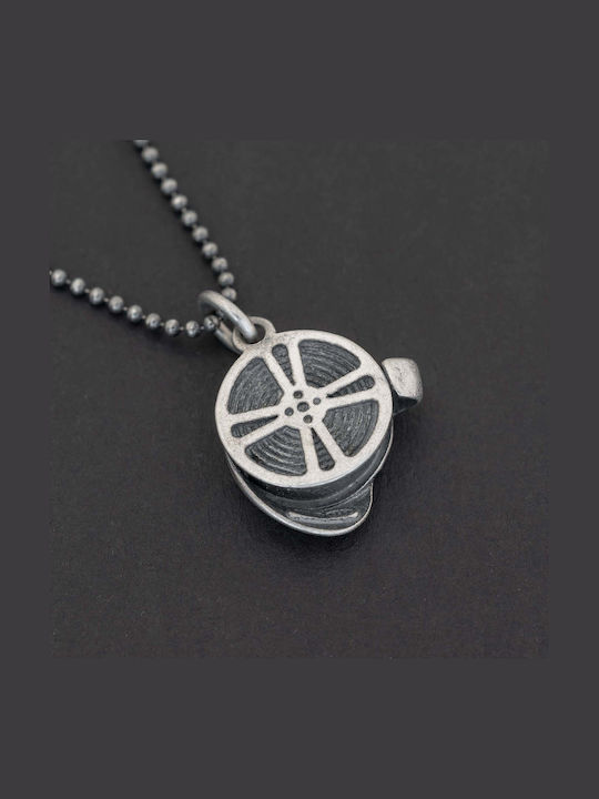 Men's Pendant Movie Reel Handmade Silver 925 Chain Bead 60cm