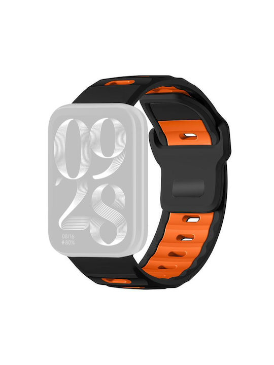 Xiaomi Band 9 Pro Redmi Watch 6 5 Xdfind Flat-head Dual-color Silicone Watch Band Black+orange