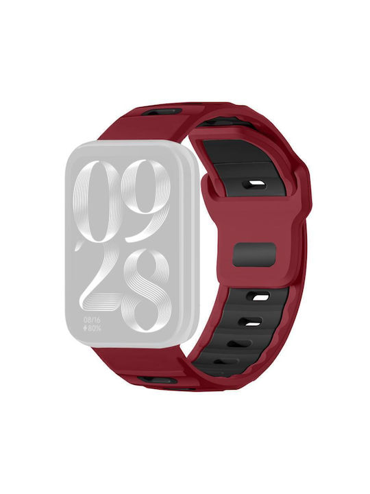 Xiaomi Band 9 Pro Redmi Watch 6 5 Xdfind Flat-head Dual-color Silicone Watch Band Wine Red+black