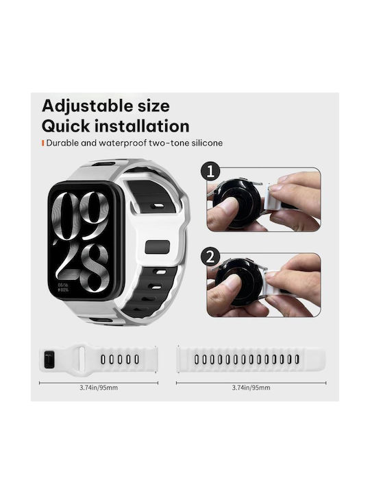 Xiaomi Band 9 Pro Redmi Watch 6 5 Xdfind Flat-head Dual-color Silicone Watch Band White+black