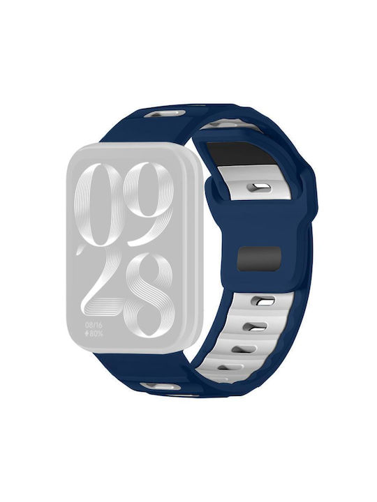 Xiaomi Band 9 Pro Redmi Watch 6 5 Xdfind Flat-head Dual-color Silicone Watch Band Navy Blue+white
