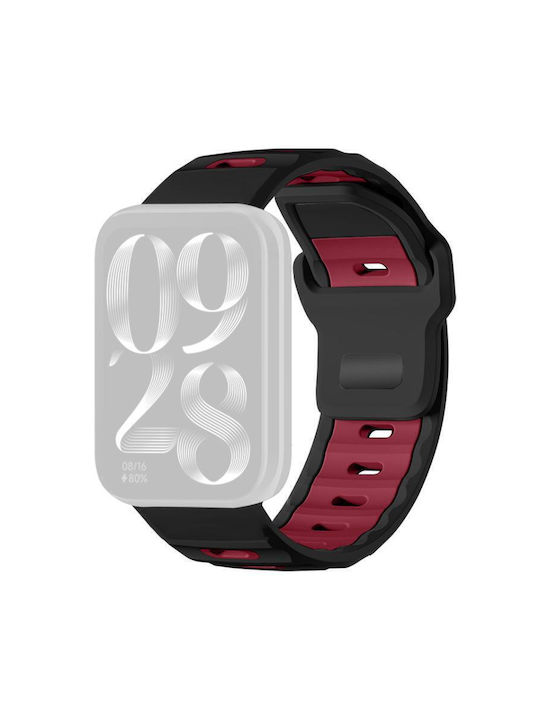 Xiaomi Band 9 Pro Redmi Watch 6 5 Xdfind Flat-head Dual-color Silicone Watch Band Black+wine Red