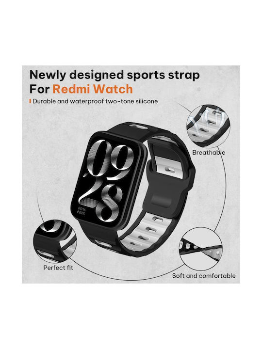 Xiaomi Band 9 Pro Redmi Watch 6 5 Xdfind Flat-head Dual-color Silicone Watch Band Black+white
