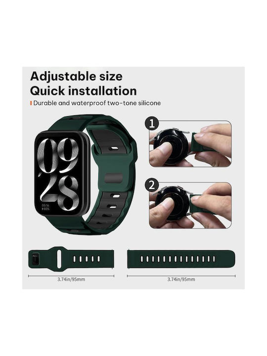 Xiaomi Band 9 Pro Redmi Watch 6 5 Xdfind Flat-head Dual-color Silicone Watch Band Wilderness Green+black