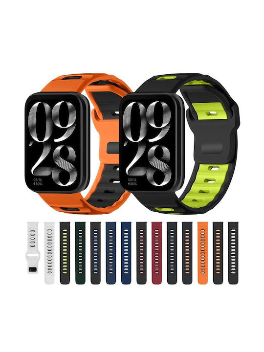 Xiaomi Band 9 Pro Redmi Watch 6 5 Xdfind Flat-head Dual-color Silicone Watch Band Wilderness Green+black