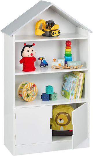 Bibliotecă de Pardoseală din Lemn Albă 115x68x28cm