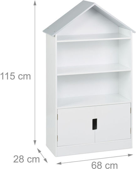 Bibliotecă de Pardoseală din Lemn Albă 115x68x28cm