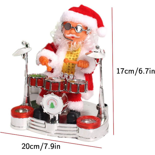 Moș Crăciun Decorativ cu Muzică Roșu 20x17cm