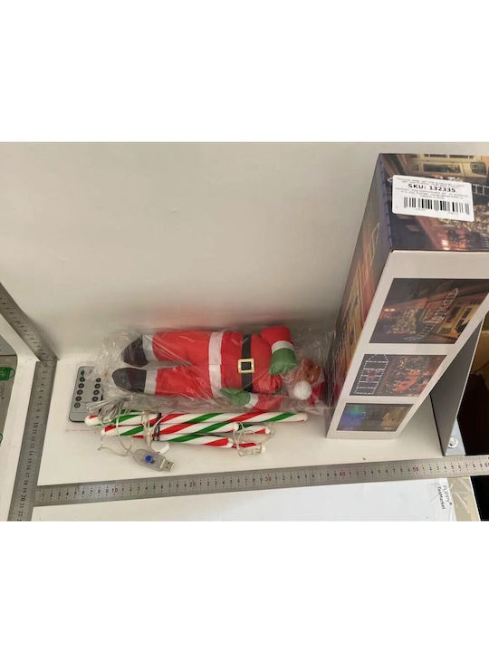 Moș Crăciun Gonflabil Iluminat Electric Alb din Plastic în Scară 10x38x10 cm
