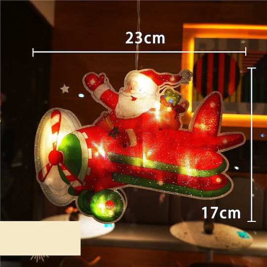 Moș Crăciun Gonflabil Iluminat cu Baterie Alb Sticlă 23 cm