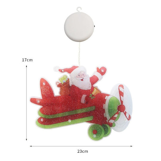 Moș Crăciun Gonflabil Iluminat cu Baterie Alb Sticlă 23 cm