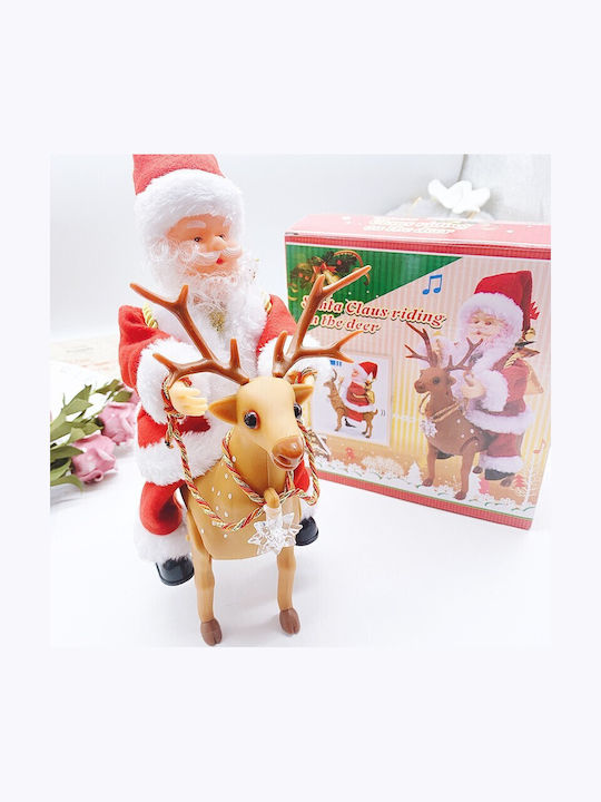 Moș Crăciun Decorativ Roșu cu Ren 28x21x10 cm