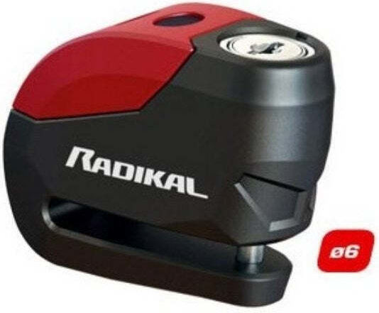 HJC Motorcycle Disc Brake Lock with Alarm & 6mm Pin Red Colour