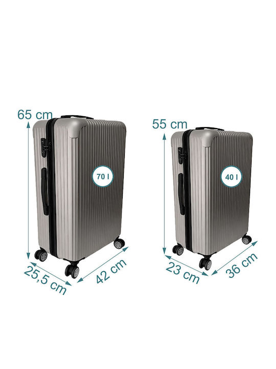 Relaxdays Reisekoffer Schwarz/Silber Set 2 Stück