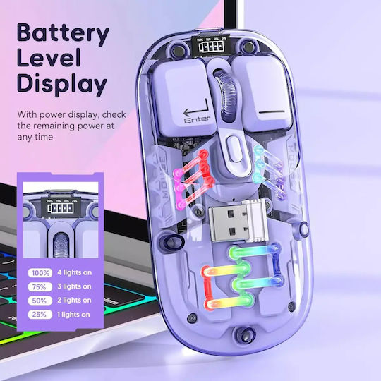 JX-XWD118 Ασύρματο Bluetooth Ποντίκι Μωβ