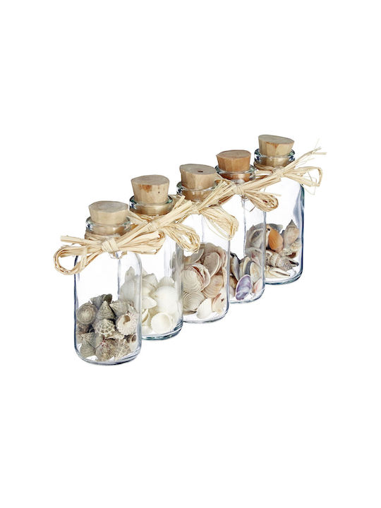 Relaxdays Decorative Bottles Shells Beige Cream Transparent 12x4.5x4.5 Cm