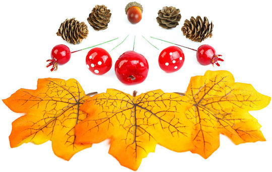 Herbstdekoration Set Laub Kiefernzapfen Kürbis 4 Designs