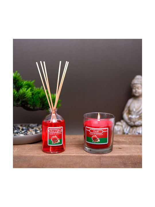 Aromatischer Kerzen Reed Diffusor Set Apfel Zimt Parfüm 120 G + 100 Ml