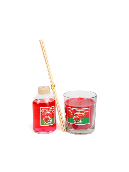 Aromatischer Kerzen Reed Diffusor Set Apfel Zimt Parfüm 120 G + 100 Ml