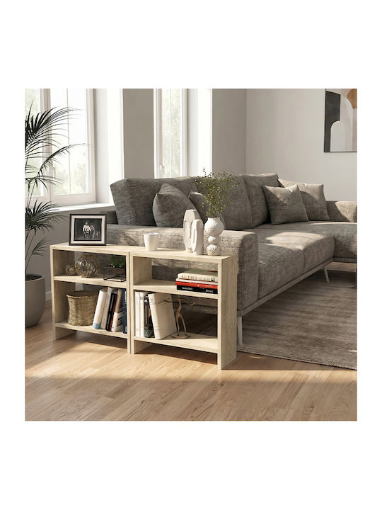 Rectangular Side Table Silvanus Wooden Travertine W51xD17.5xH49cm