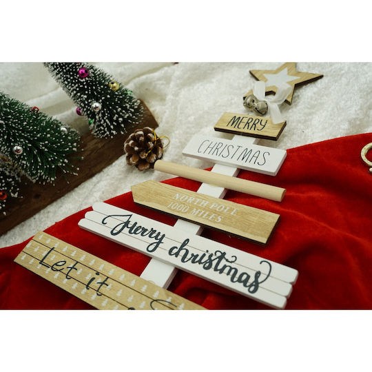 Decorated Table Decoration Christmas Messages Cream-white Wood 22.5 Cm X 36 Cm Indoor Alista Home
