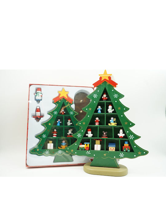 Arbore Verde Decorativ De Crăciun 5 Bucăți Ornamente 22 Cm X 29 Cm Lemn Alista Home