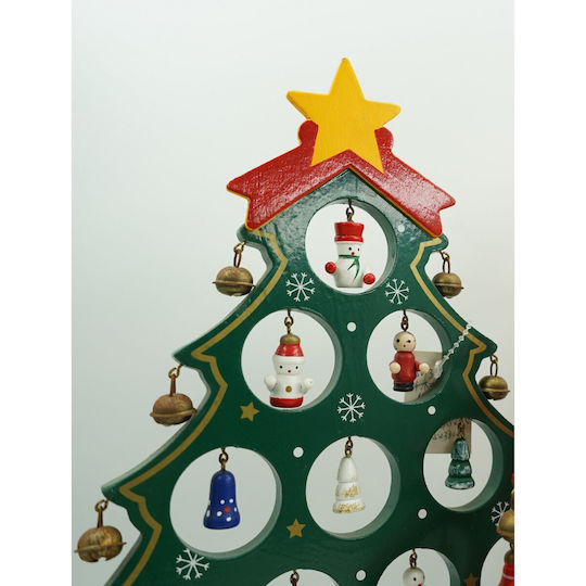 Christmas Decoration Green Tree 15 Cavities Ornaments 25.5 Cm X 33 Cm Wood Alista Home
