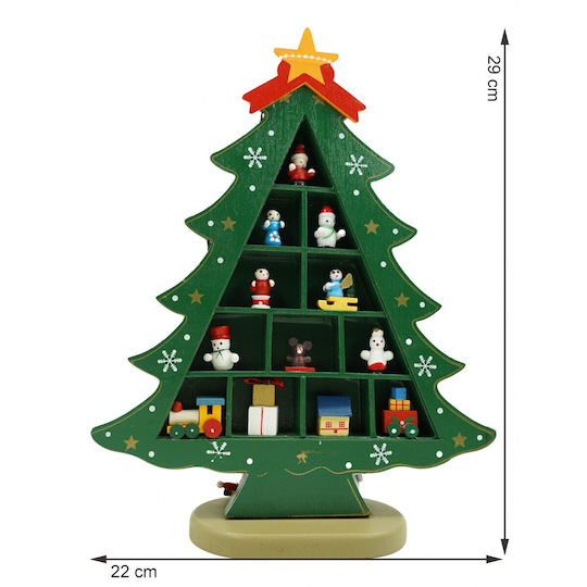 Christmas Decoration Green Tree 5 Cavities Ornaments 22 Cm X 29 Cm Wood Alista Home