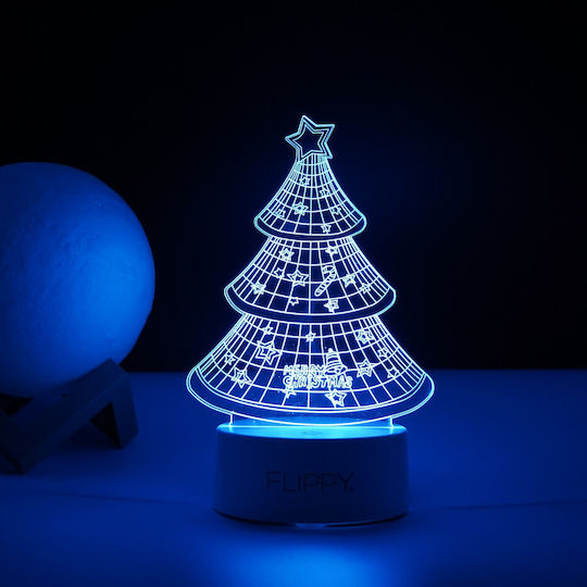 Decorative Led Lamp Flippy 3d Christmas Tree Made Acrylic Material Multicolored Light White