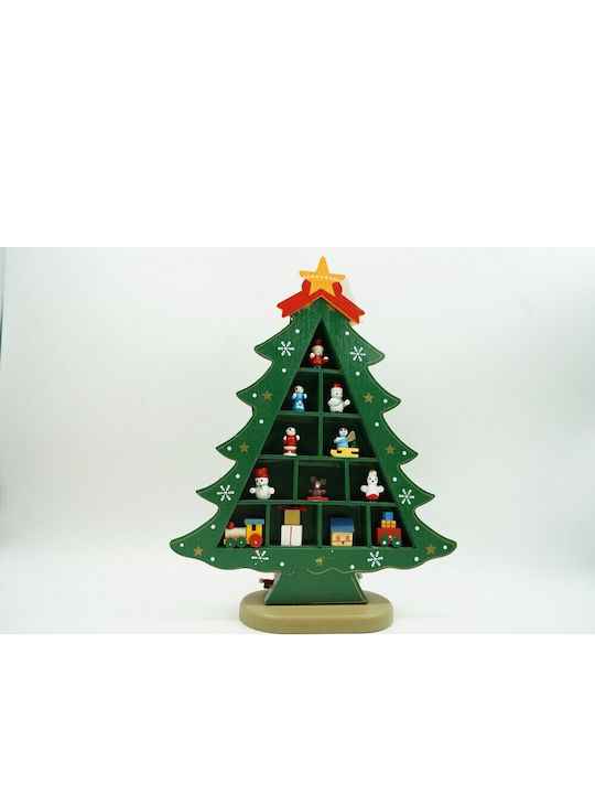 Arbore Verde Decorativ De Crăciun 5 Bucăți Ornamente 22 Cm X 29 Cm Lemn Alista Home